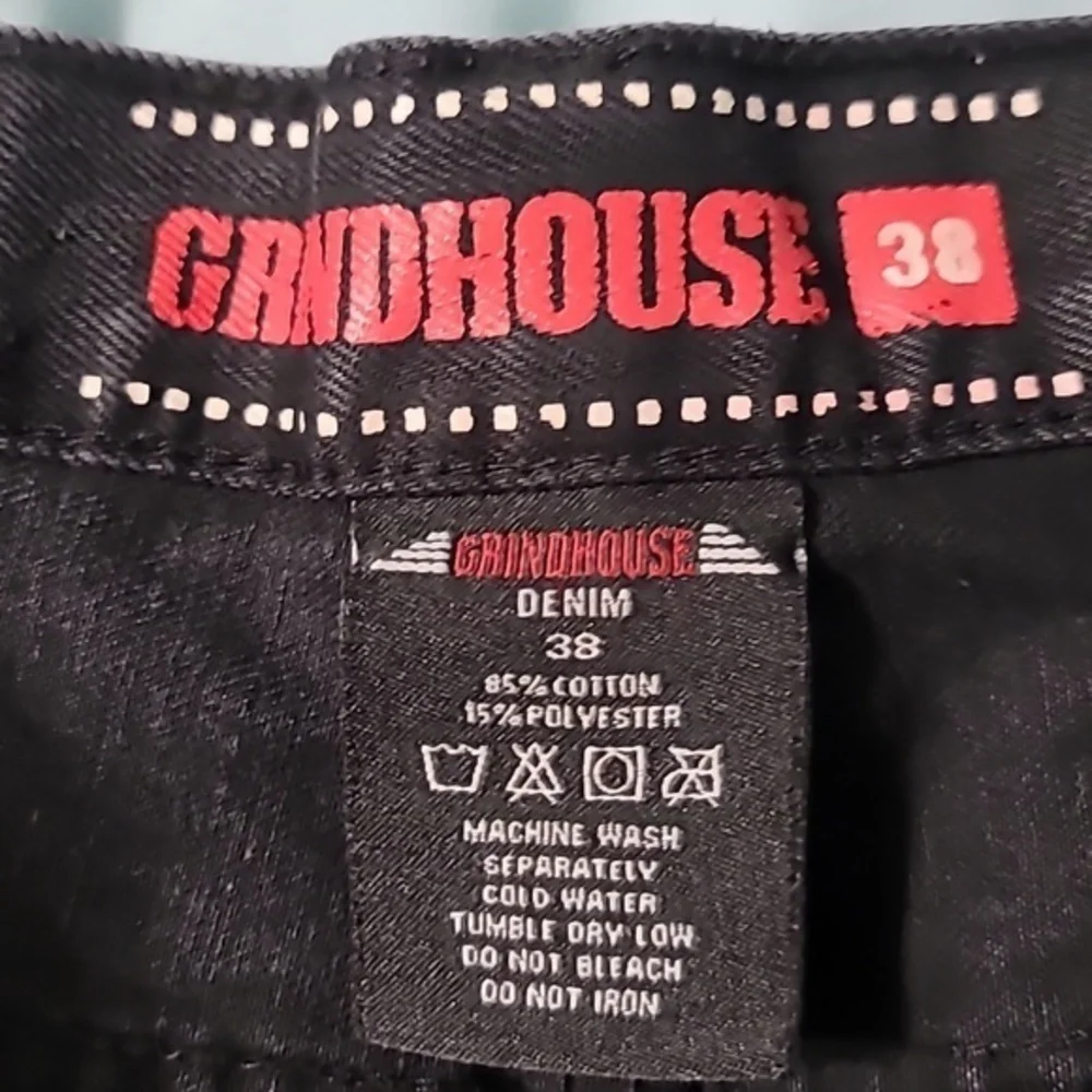 GRINDHOUSE Distressed Black Denim Cutt-off‎ Shorts Men's 38 Excellent Condition